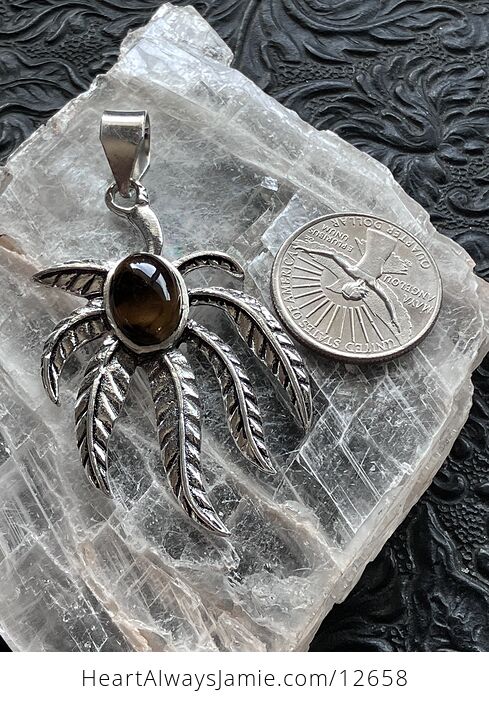 Tiger Eye Cannabis Leaf Stone Jewelry Crystal Pendant - #SMwN9qbqYdo-5