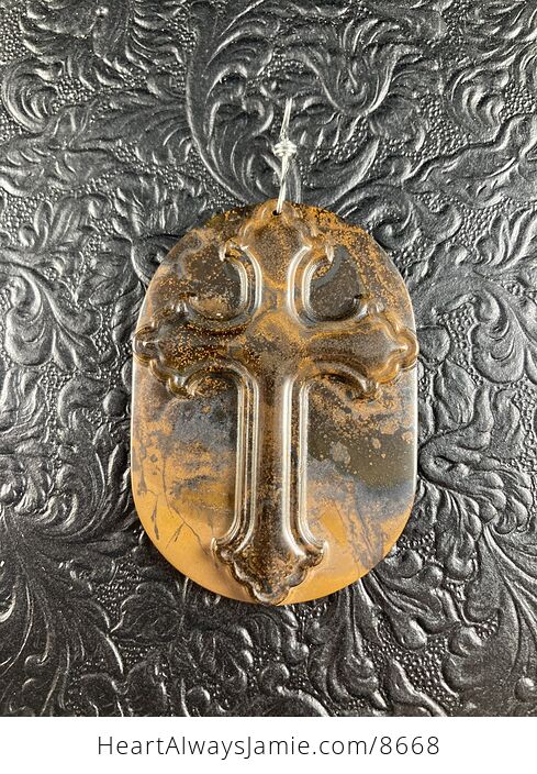Tiger Eyes Cross Stone Jewelry Pendant Mini Art Ornament - #eDPRnW94ZZg-6