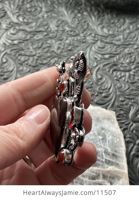 Tiger Iron Carnelian and Garnet Deer Crystal Stone Jewelry Pendant - #lZNe0y8ko4k-4