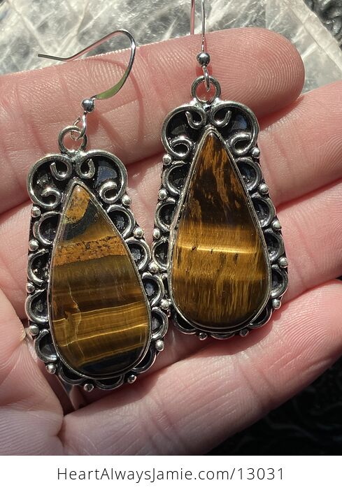 Tigers Eye Earrings Gemstone Crystal Jewelry - #NVPSQrQvAlU-5