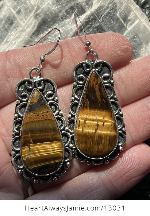 Tigers Eye Earrings Gemstone Crystal Jewelry - #NVPSQrQvAlU-3