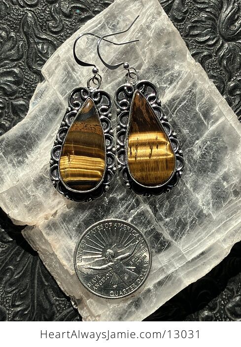 Tigers Eye Earrings Gemstone Crystal Jewelry - #NVPSQrQvAlU-2