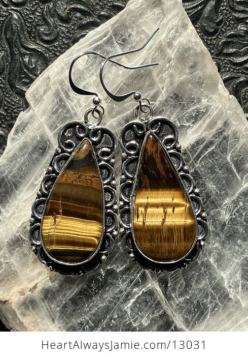 Tigers Eye Earrings Gemstone Crystal Jewelry - #NVPSQrQvAlU-1