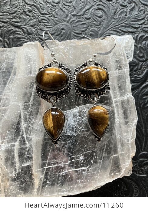 Tigers Eye Gemstone Crystal Jewelry Earrings - #ncqLJVhvBEM-1