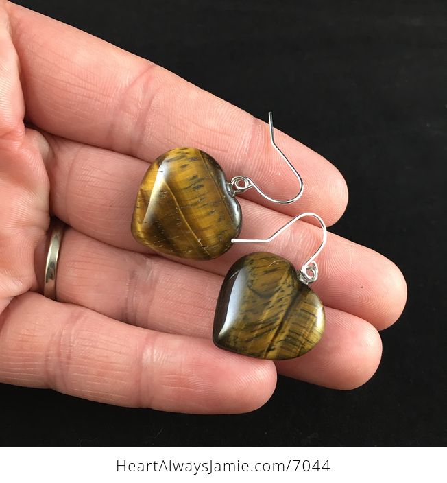 Tigers Eye Heart Shaped Stone Jewelry Earrings - #aXDuiMxBmOo-3
