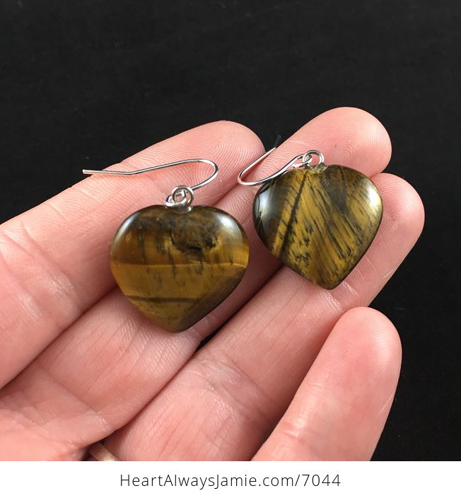 Tigers Eye Heart Shaped Stone Jewelry Earrings - #aXDuiMxBmOo-4