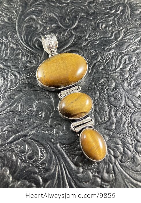 Tigers Eye Trio Oval Crystal Stone Jewelry Pendant - #uUAuzmUwOZ4-1