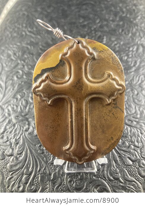 Tigers Eyes Cross Stone Jewelry Pendant Mini Art Ornament - #L2R17XV9EEU-7