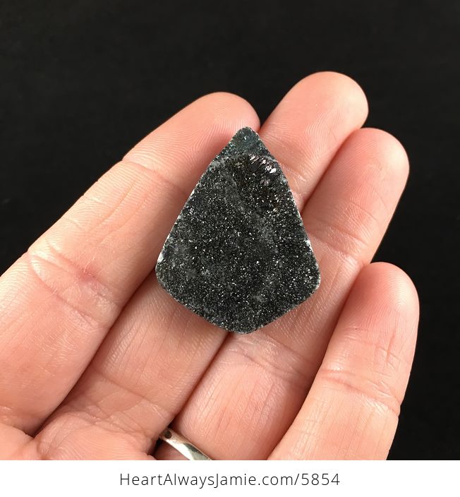 Titanium Black Druzy Agate Stone Jewelry Pendant - #69aD03yrB4E-1