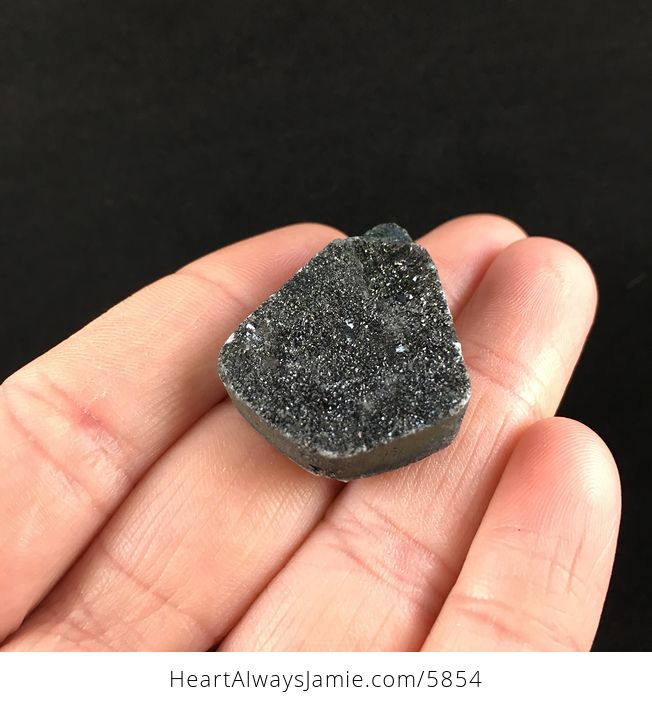 Titanium Black Druzy Agate Stone Jewelry Pendant - #69aD03yrB4E-2