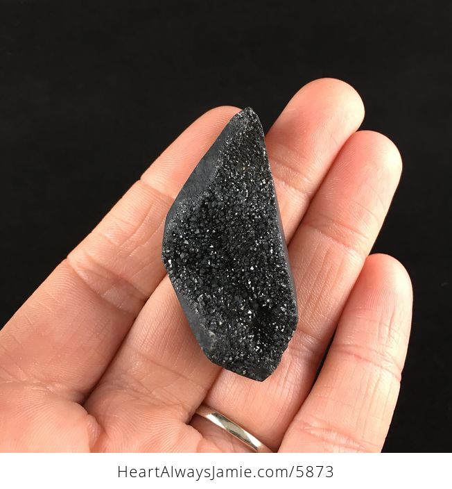 Titanium Black Druzy Agate Stone Jewelry Pendant - #oi4dYEzEIJY-1