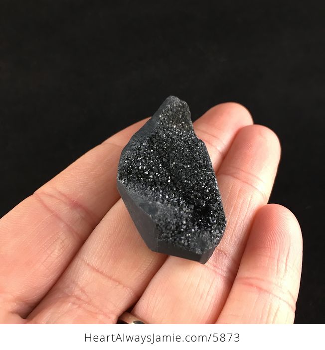 Titanium Black Druzy Agate Stone Jewelry Pendant - #oi4dYEzEIJY-2