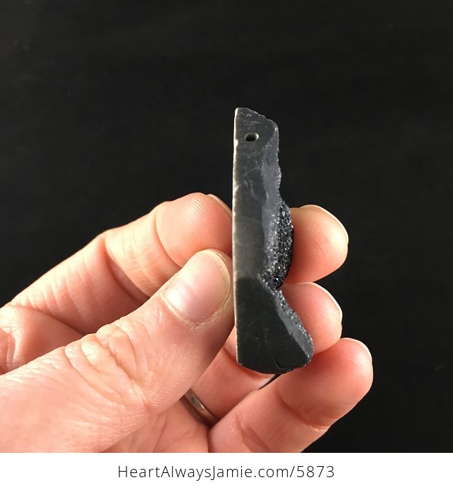 Titanium Black Druzy Agate Stone Jewelry Pendant - #oi4dYEzEIJY-6