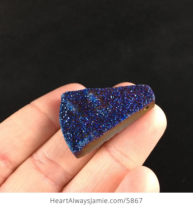 Titanium Blue Druzy Agate Stone Jewelry Pendant - #dqlPbL5TgnY-3