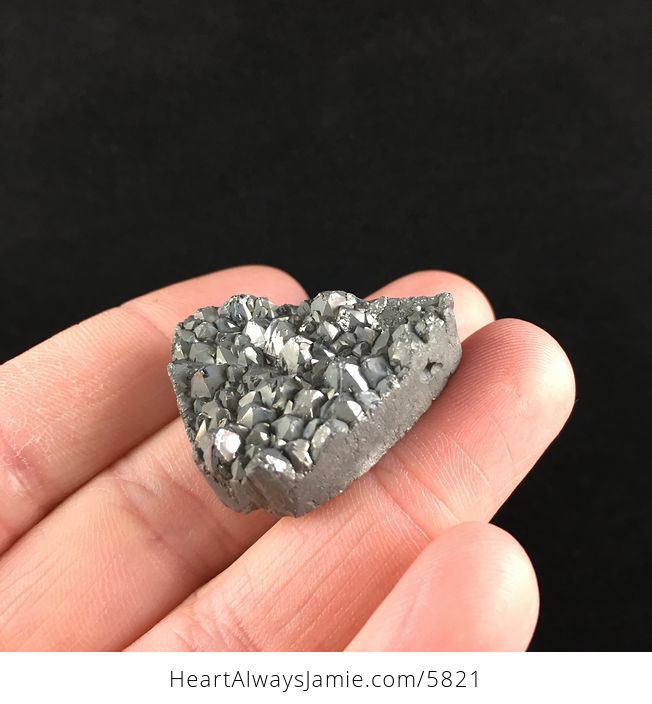 Titanium Silver Gray Druzy Agate Stone Jewelry Pendant - #iC2MgstfO28-3
