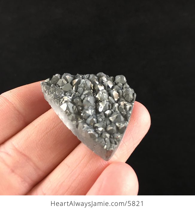 Titanium Silver Gray Druzy Agate Stone Jewelry Pendant - #iC2MgstfO28-4