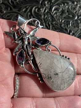 Tourmalinated Quartz and Amethyst Fairy Pendant Stone Crystal Jewelry #RrYxxGCuORg