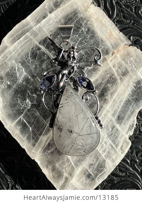 Tourmalinated Quartz and Amethyst Fairy Pendant Stone Crystal Jewelry - #RrYxxGCuORg-6