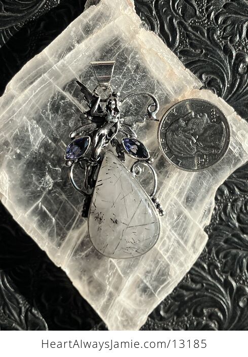 Tourmalinated Quartz and Amethyst Fairy Pendant Stone Crystal Jewelry - #RrYxxGCuORg-7