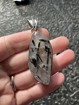 Tourmalinated Quartz Crystal Stone Jewelry Pendant #rEf2IcmQjVc