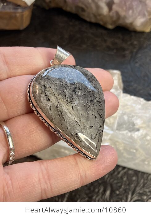 Tourmalinated Quartz Crystal Stone Jewelry Pendant - #qEqcPKcxgog-3