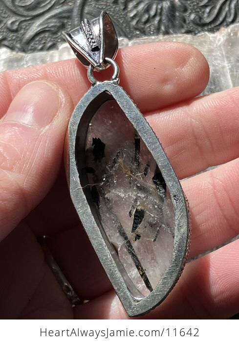 Tourmalinated Quartz Crystal Stone Jewelry Pendant - #rEf2IcmQjVc-7