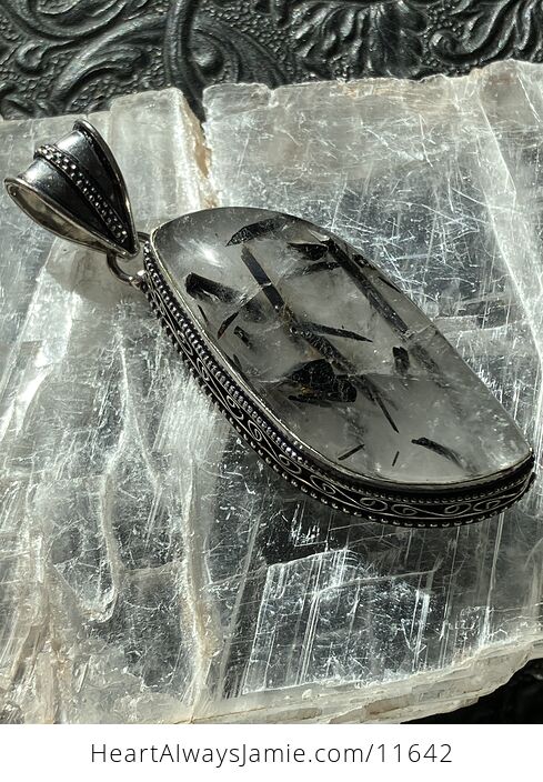 Tourmalinated Quartz Crystal Stone Jewelry Pendant - #rEf2IcmQjVc-6