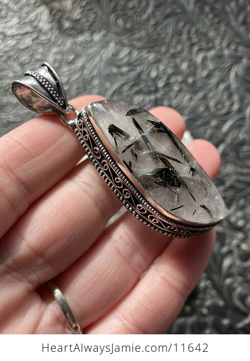 Tourmalinated Quartz Crystal Stone Jewelry Pendant - #rEf2IcmQjVc-2