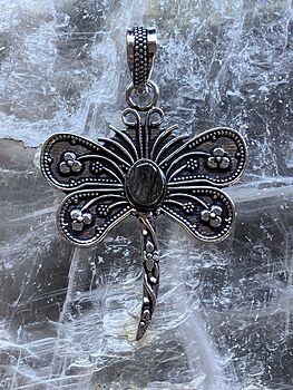 Tourmalinated Quartz Dragonfly Pendant Stone Jewelry Crystal #ZgPWdRfaZ8E