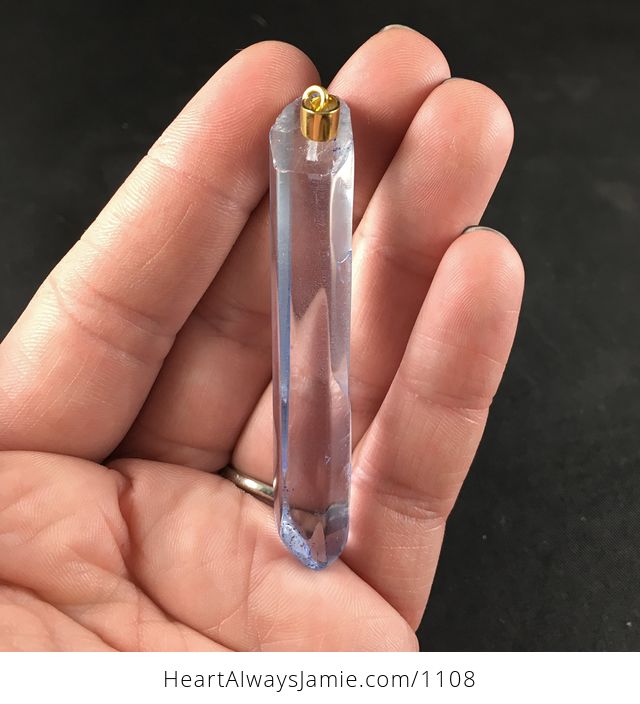 Transparent and Blue Crystal Agate Stone Pendant Necklace - #D1OCTMxstLA-2
