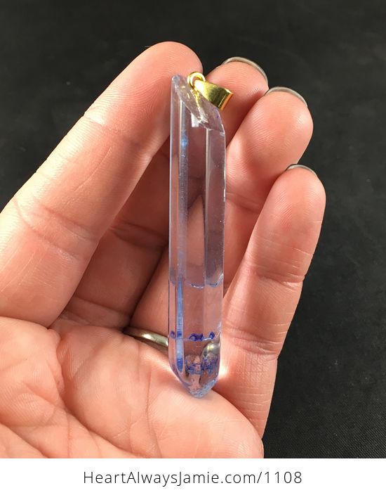 Transparent and Blue Crystal Agate Stone Pendant Necklace - #D1OCTMxstLA-3
