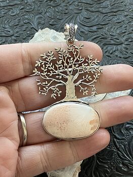Tree and Peach Scolecite Stone Crystal Jewelry Pendant #Lpyqw9zFbPE