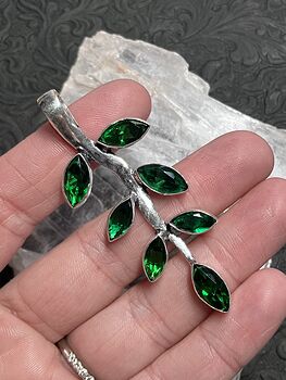 Tree Branch Pendant with Faceted Green Gem Crystal Stone Jewelry #2yxwpQZHi7M