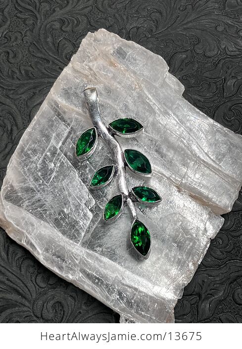 Tree Branch Pendant with Faceted Green Gem Crystal Stone Jewelry - #2yxwpQZHi7M-5