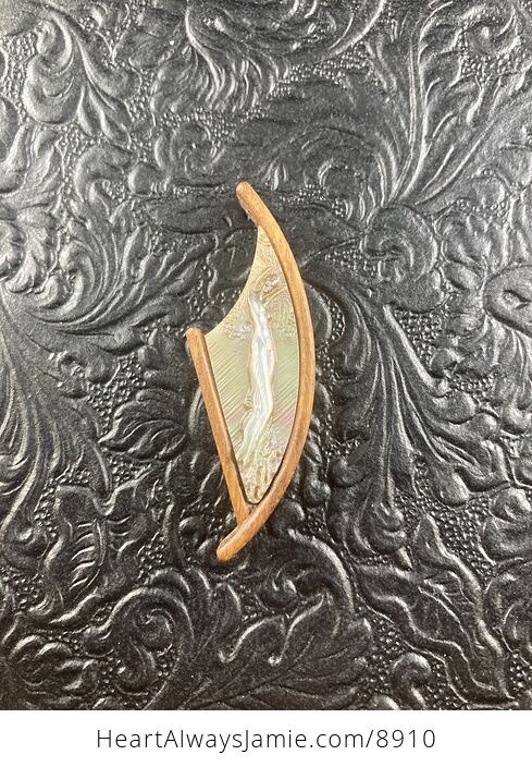 Tree Goddess Carved in Mother of Pearl Shell and Wood Pendant Jewelry - #4asfdHZxZJA-4