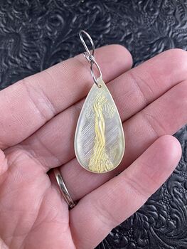 Tree Goddess Carved in Mother of Pearl Shell Pendant Jewelry #pYRqSFn4DgM