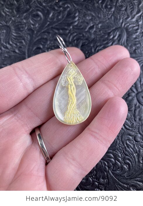 Tree Goddess Carved in Mother of Pearl Shell Pendant Jewelry - #pYRqSFn4DgM-2