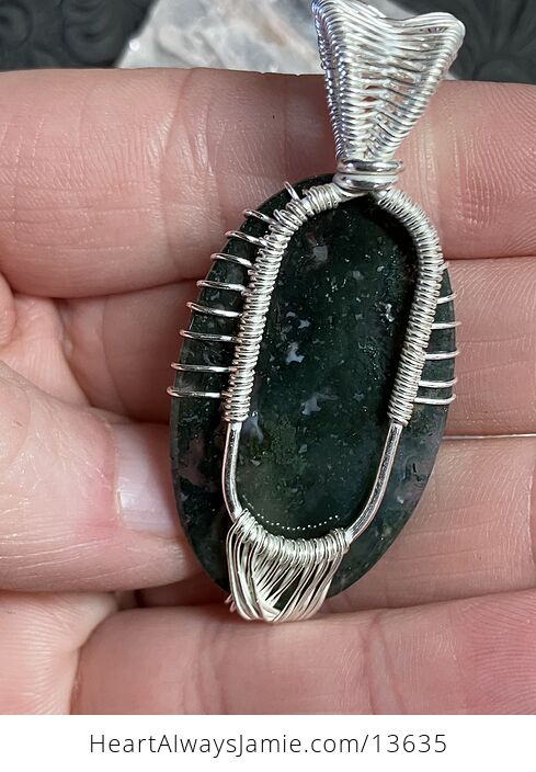 Tree of Life Druzy Moss Agate Pendant Wire Wrapped Stone Jewelry - #d74G5EQDrvY-5