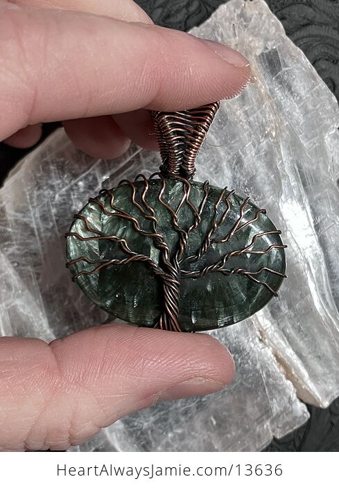 Tree of Life Seraphinite Pendant Wire Wrapped Stone Jewelry - #xvxpccroDS4-4