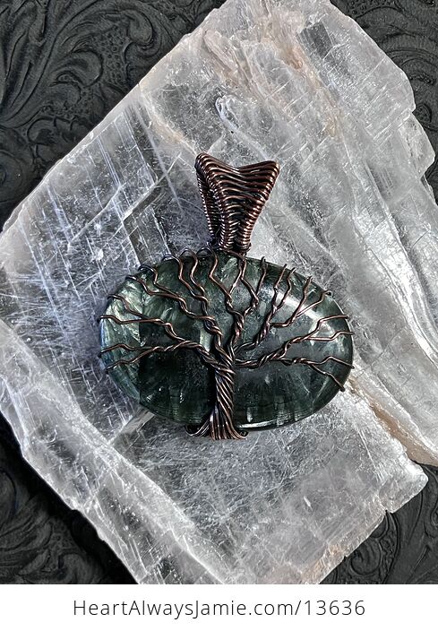 Tree of Life Seraphinite Pendant Wire Wrapped Stone Jewelry - #xvxpccroDS4-2