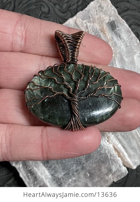 Tree of Life Seraphinite Pendant Wire Wrapped Stone Jewelry - #xvxpccroDS4-5