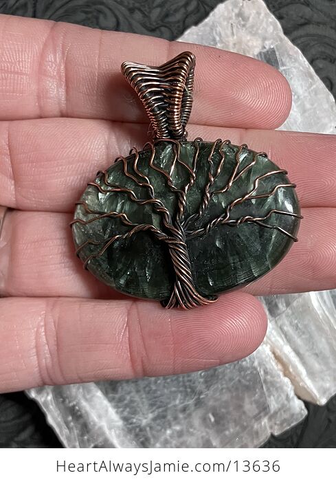 Tree of Life Seraphinite Pendant Wire Wrapped Stone Jewelry - #xvxpccroDS4-6