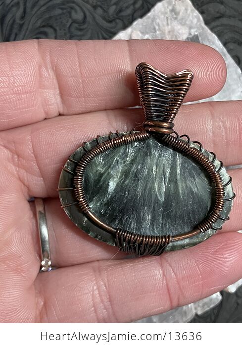 Tree of Life Seraphinite Pendant Wire Wrapped Stone Jewelry - #xvxpccroDS4-7