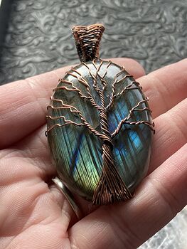 Tree of Life Wire Wrapped Labradorite Stone Crystal Jewelry Pendant #oWXg8RKpnK0