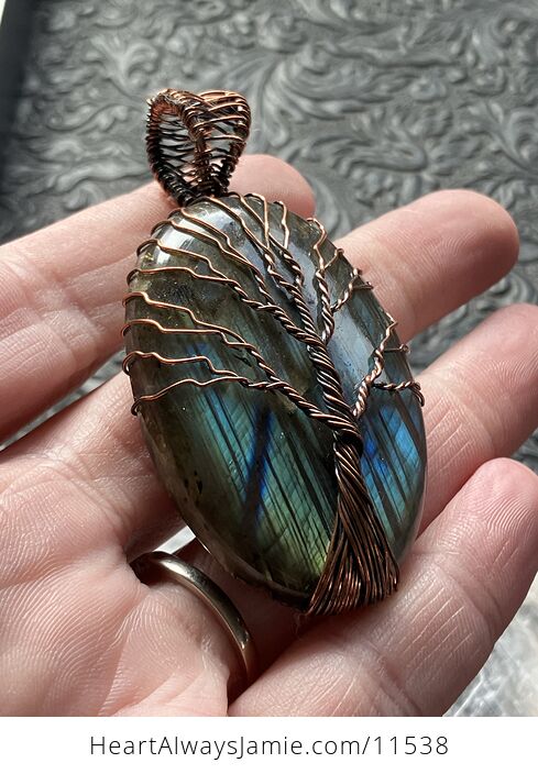 Tree of Life Wire Wrapped Labradorite Stone Crystal Jewelry Pendant - #oWXg8RKpnK0-7