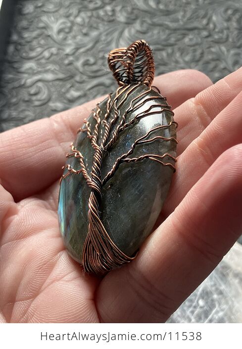 Tree of Life Wire Wrapped Labradorite Stone Crystal Jewelry Pendant - #oWXg8RKpnK0-6
