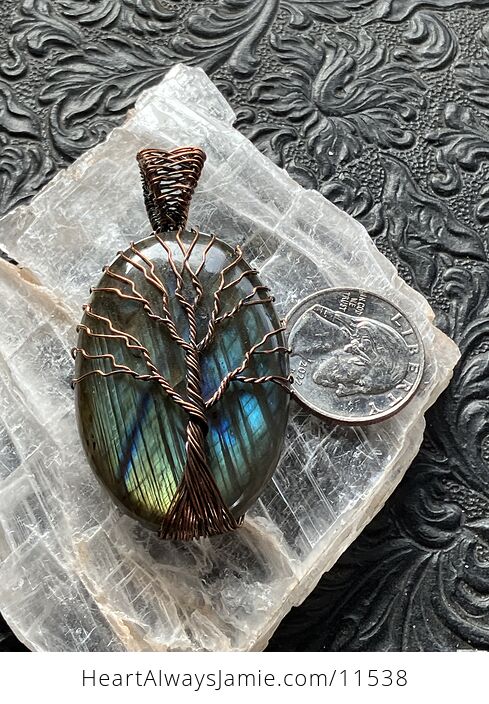 Tree of Life Wire Wrapped Labradorite Stone Crystal Jewelry Pendant - #oWXg8RKpnK0-5