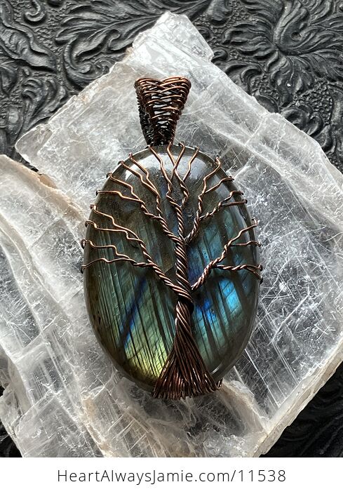 Tree of Life Wire Wrapped Labradorite Stone Crystal Jewelry Pendant - #oWXg8RKpnK0-4