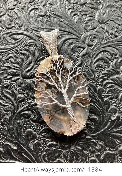 Tree of Life Wire Wrapped Stick Agate Stone Crystal Jewelry Pendant - #sMhhVfIrstA-1