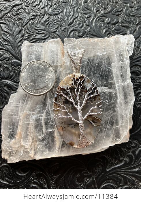 Tree of Life Wire Wrapped Stick Agate Stone Crystal Jewelry Pendant - #sMhhVfIrstA-7
